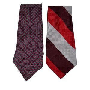Vintage Men's Neckties Silk Polyester Red Gray 1980's Ties
